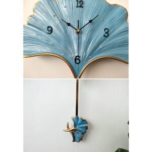 Blue Gingko leaf wall clock